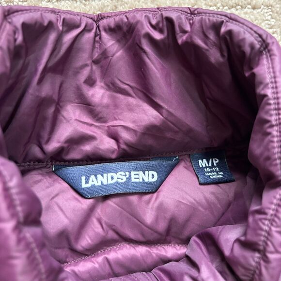 Lands End Down Puffer Down Coat Jacket Women's MP - 10-12 Plum Purple Warm Zip - Picture 3 of 7